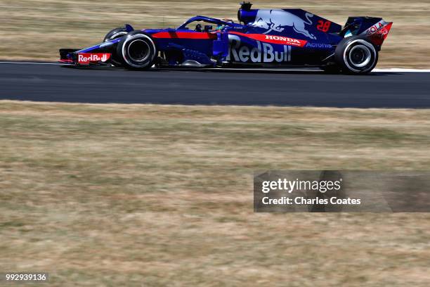 Brendon Hartley of New Zealand driving the Scuderia Toro Rosso STR13 Honda on track during practice for the Formula One Grand Prix of Great Britain...