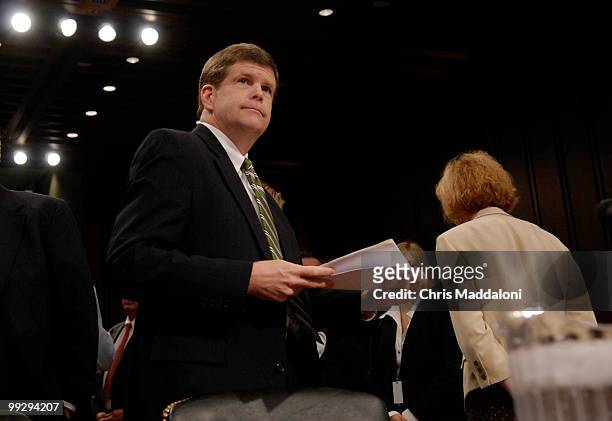 Deputy Attorney General Paul McNulty prepares to testify at Senate Armed Services Committee hearing on the "The Boeing Company Global Settlement...