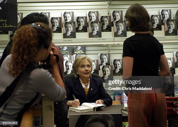 Sen. Hillary Clinton, D-NY, at a book signing at Trover's Books at 3rd and Penn. SE. Many people waiting hours to meet her, and some even drove from...