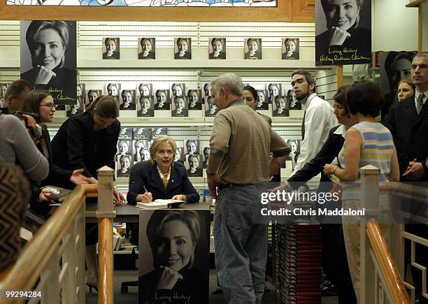 Sen. Hillary Clinton, D-NY, at a book signing at Trover's Books at 3rd and Penn. SE. Many people waiting hours to meet her, and some even drove from...