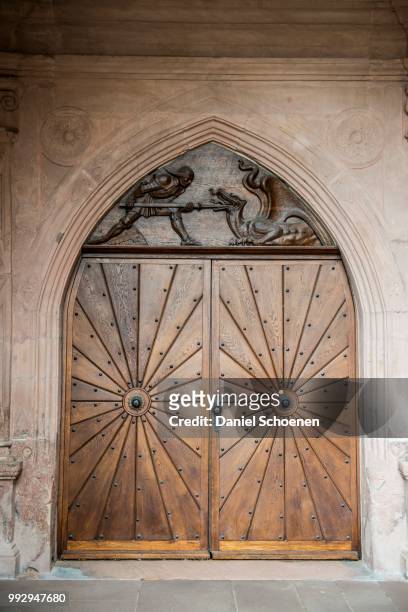 door, protestant town church, freudenstadt, black forest, baden-wuerttemberg, germany - freudenstadt photos et images de collection
