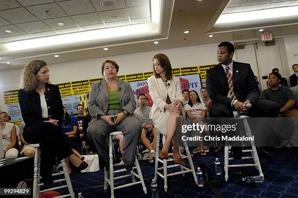 Rep. Debbie Wasserman Schultz, D-Fl.; Rep. Linda Sanchez,D-Ca.; Rep. Stephanie Herseth, D-SD; and Rep. Kendrick Meek, D-Fl. Held a town hall meeting...