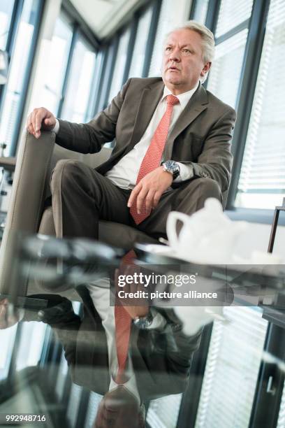 Dpatop - Armin Papperger, chairman of Rheinmetall AG, speaks during an interview with Deutsche Presse-Agentur in Duesseldorf, Germany, 29 October...