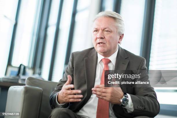 Armin Papperger, chairman of Rheinmetall AG, speaks during an interview with Deutsche Presse-Agentur in Duesseldorf, Germany, 29 October 2017. Photo:...