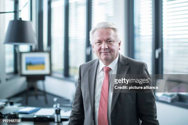 Armin Papperger, chairman of Rheinmetall AG, speaks during an interview with Deutsche Presse-Agentur in Duesseldorf, Germany, 29 October 2017. Photo:...