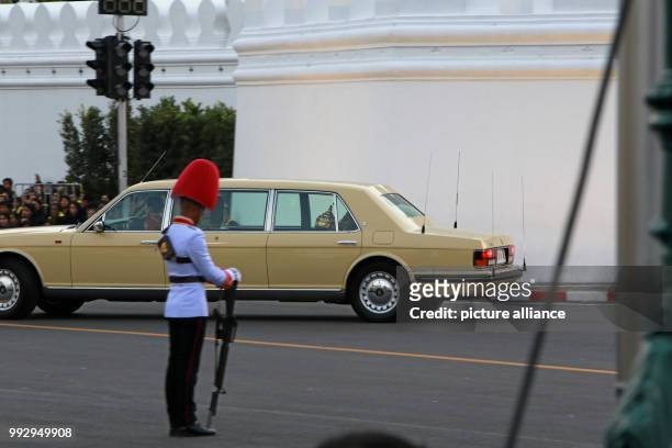 The royal ashes of King Bhumibol of Thailand are carried on in Bangkok in a procession that will proceed to Wat Ratchabophit Sathit Maha Simaram and...