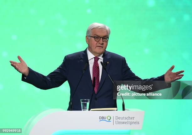 Dpatop - German President Frank-Walter Steinmeier speaks during the ceremony of the German Environment Award of the German Federal Foundation for the...