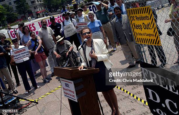 Rep. Eleanor Holmes Norton, D-DC, at a rally in Freedom Plaza for DC voting rights. During the annual session of the Organization for Security and...