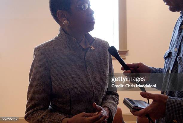 Rep. Eleanor Holmes Norton, D-DC, speaks to the press at the DC Voting Rights Summit, a public meeting of philanthropic, business, labor, and...