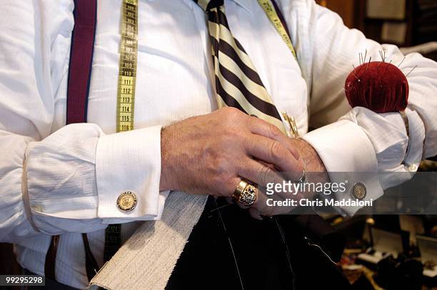 Presidential cuff links on Tailor Georges De Paris in his shop at 650 14th St. NW.