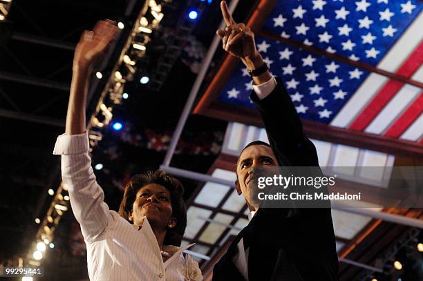 Illinois Senate candidiate Barack Obama and his wife Michelle after giving his speech at the Democratic National Convention 2004 in Boston, Ma.