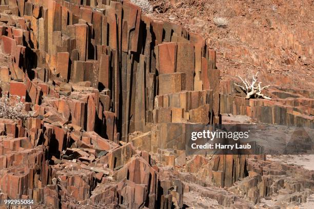 basalt columns at twyfelfontein, namibia - kunene region bildbanksfoton och bilder