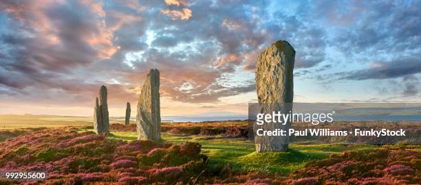 the ring of brodgar, circa 2,500 bc, neolithic henge and stone circle, unesco world heritage site, orkney, scotland, united kingdom - stone circle stock pictures, royalty-free photos & images
