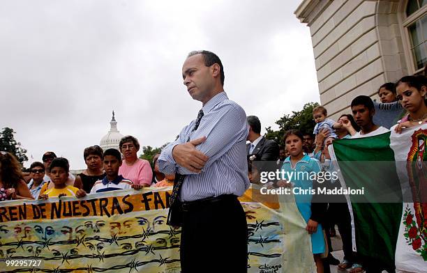 Rep. Luis Gutierrez, D-Ill., at a press conference on a comprehensive immigration reforms, with more than 50 immigrant families who have been...