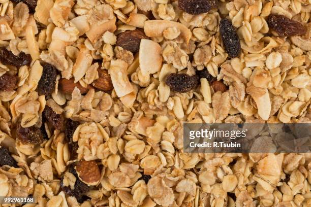 closeup of a pile of muesli cereal breakfast oatmeal - 茶粥 ストック��フォトと画像