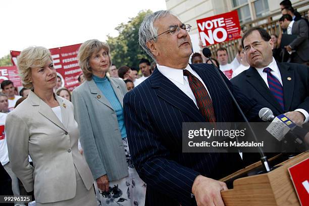 Rep. Tammy Baldwin, D-Wi., Rep. Lois Capps, D-Ca., Rep. Barney Franks, D-Ma., and Rep. Jerrold Nadler, D-NY, speak out against the gay marriage...