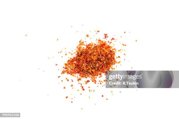 crushed red chili pepper - paprikapoeder stockfoto's en -beelden