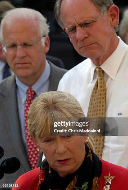 Rep. Carolyn McCarthy, D-NY, Rep. Michael Castle, R-De., and Rep. Christopher Shays, R-Ct., speak out at a press conference against the expiration of...