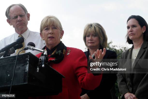 Rep. Carolyn McCarthy, D-NY, Rep. Michael Castle , R-De., Rep. Ellen Tauscher , D-Ca., and Rep. Betty McCollum, D-Mn., speak out at a press...