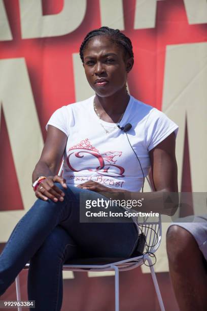 Crystal Emmanuel at press conference launching the 2018 Athletics Canada National Track and Field Championships held on July 5 at the Terry Fox...