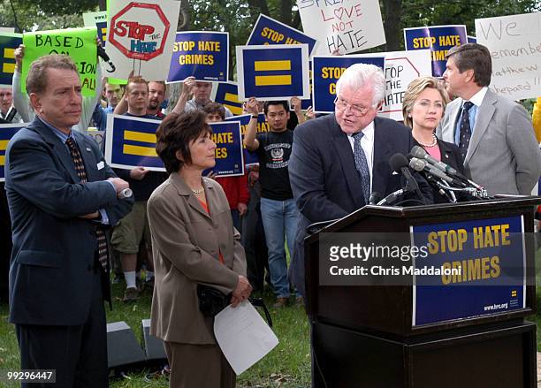 Rally in favor of special hate crimes legislation, especially one that would cover such crimes against homosexuals, at a press conference with Sen....