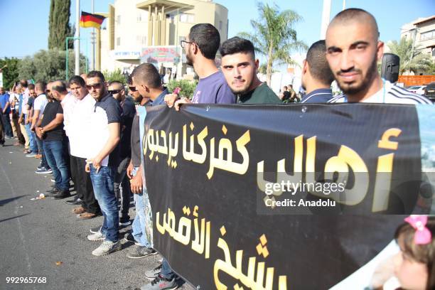 Supporters gather as Palestinian resistance icon Raed Salah is being released from jail after Israeli court ordered the conditional release of him,...