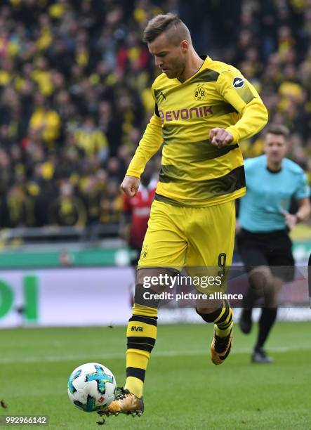 Dortmund's Andrey Yarmolenko in action during the Bundesliga soccer match between Hanover 96 and Borussia Dortmund in the HDI Arena in Hanover,...