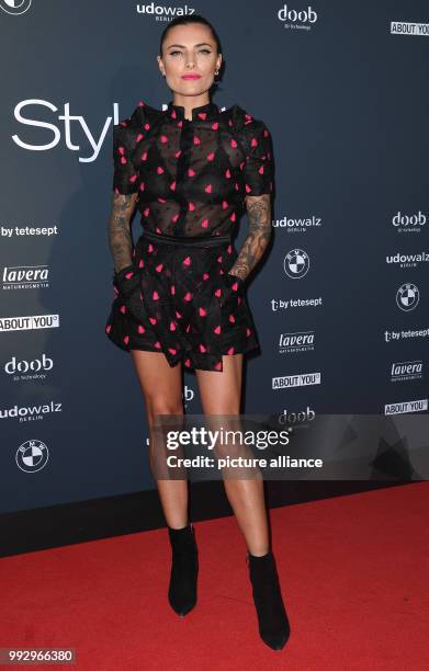 July 2018, Berlin, Germany: Sophia Thomalla, TV presenter and actress, arrives for the presentation of the label Michalsky at the Stylenite, held...