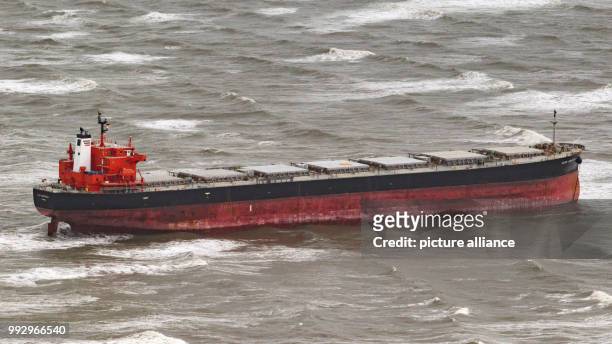 The cargo ship 'Glory Amsterdam' is stranded in the German Bight in front of Langeoog, Germany, 30 October 2017. The storm 'Herwart' drifted the bulk...