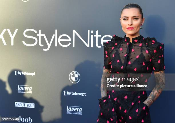 July 2018, Berlin, Germany: Sophia Thomalla, TV presenter and actress, arrives for the presentation of the label Michalsky at the Stylenite, held...