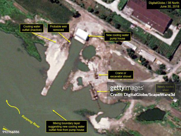 Figure 1B. Modifications to the 5 MWe reactors secondary cooling system continued between June 21 and 30. Credit: DigitalGlobe via Getty Images/38...