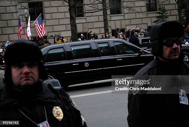 The President's limousine during the 2005 Inaugural parade along Pennsylvania Ave.