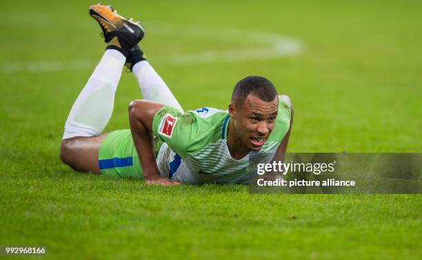 Wolfsburg's Marcel Tisserand in action during the Bundesliga soccer match between FC Schalke 04 and VfL Wolfsburg in Gelsenkirchen, Germany, 28...