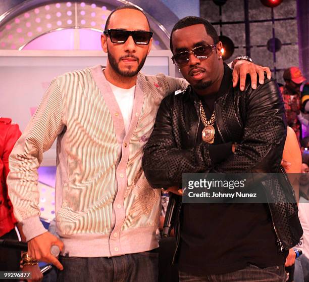 Swizz Beatz and Sean "Diddy" Combs visit BET's "106 & Park" at BET Studios on May 13, 2010 in New York City.