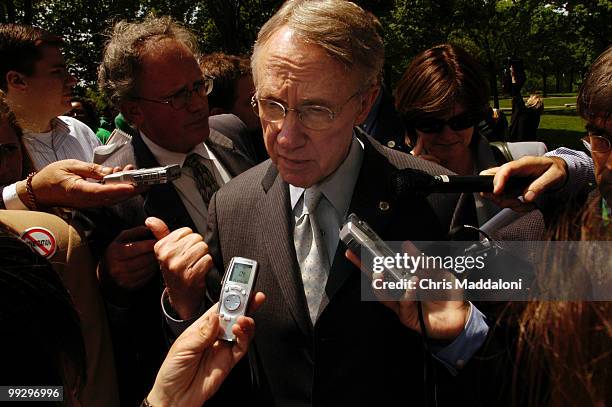 Senate Minority Leader Harry Reid, D-Nv., at a news conference in Upper Senate Park on Republican"power grabs and abuse of power," specifically...