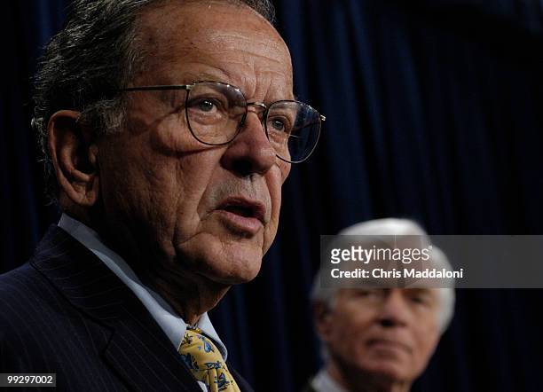 Sen. Ted Stevens, R-Ak., and Sen. Thad Cochran, R-Ms., at a press conference to support up-or-down votes for judges, which could trigger the nuclear...