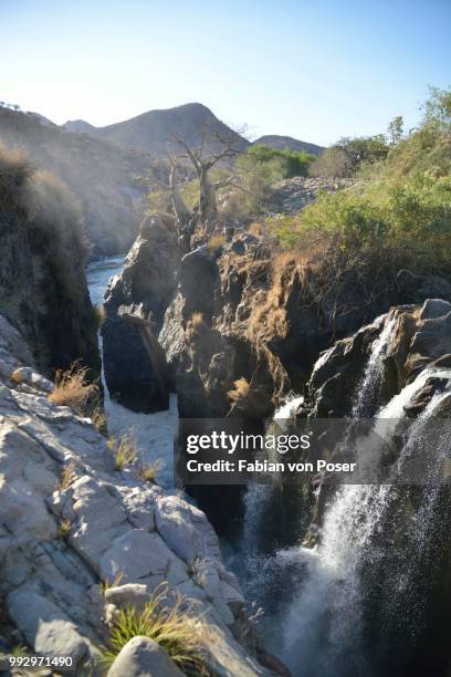 epupa falls, waterfalls of the kunene river on the namibian-angolan border, kunene region, namibia - kunene region stock pictures, royalty-free photos & images