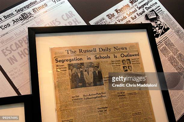 Newspapers about Brown v. Board of Education, part of the new exhibit at the Library of Congress, "With and Even Hand," on the fiftieth anniversary...