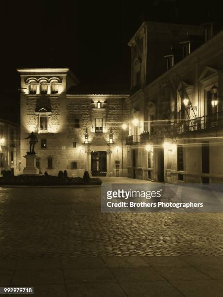 palacio de la villa de madrid en blanco y negro - blanco y negro foto e immagini stock