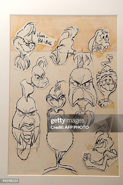 An oriiginal model sheet from "How the Grinch Stole Christmas" is on display at the opening of an exhibition of work by master cartoon artist and...