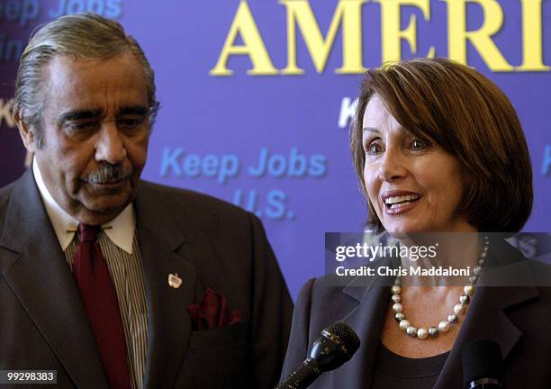 Minority Leader Nancy Pelosi, D-Ca. , and Rep. Charles Rangel, D-NY, speak about the House Democrats manufacturing jobs bill discharge petition.