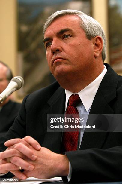 Postmaster General John Potter testifying at a House Appropriations Transportation, Treasury and Independent Agencies Subcommittee hearing on FT2004...