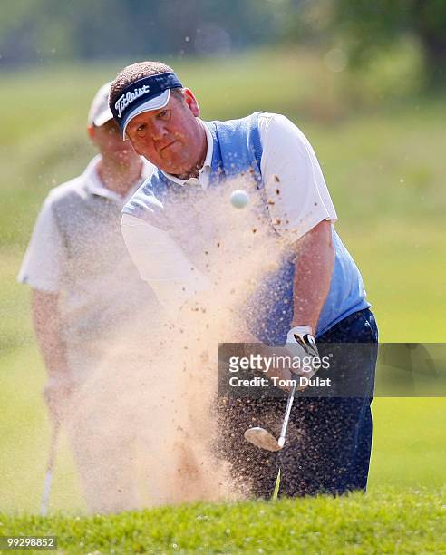 Lee Fickling of Bush Hill Park plays out the bunker on the 11th hole during the Virgin Atlantic PGA National Pro-Am Championship Regional Qualifier...