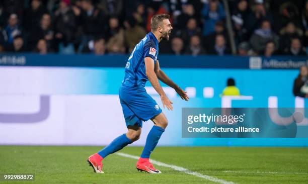 Bochum's Lukas Hinterseer reacts after a missed chance during the 2nd Bundesliga match between VfL Bochum and Fortuna Duesseldorf in Bochum, Germany,...