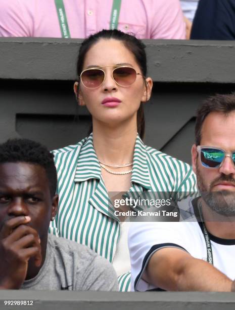 Olivia Munn attends day five of the Wimbledon Tennis Championships at the All England Lawn Tennis and Croquet Club on July 6, 2018 in London, England.