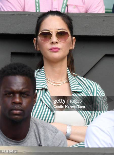 Olivia Munn attends day five of the Wimbledon Tennis Championships at the All England Lawn Tennis and Croquet Club on July 6, 2018 in London, England.