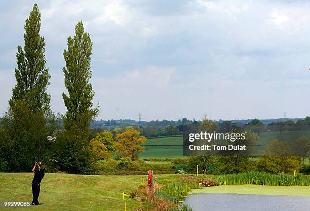 Player takes a shot from the 11th fairway during the Virgin Atlantic PGA National Pro-Am Championship Regional Qualifier at Old Ford Manor Golf Club...