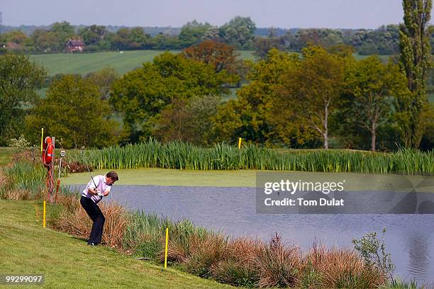 Player takes a shot out of the rough during the Virgin Atlantic PGA National Pro-Am Championship Regional Qualifier at Old Ford Manor Golf Club on...