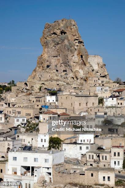 view of ortahisar, nevsehir province, cappadocia, turkey - ortahisar stock pictures, royalty-free photos & images