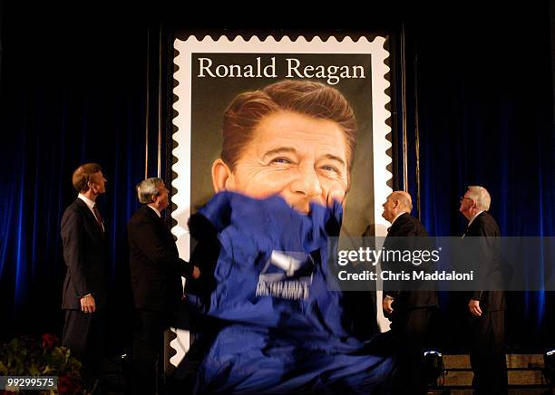 Chairman of the Reagan Library Foundation Fredrick Ryan; and US Postal Service Postmaster General John Potter; Chairman of the US Postal Service...